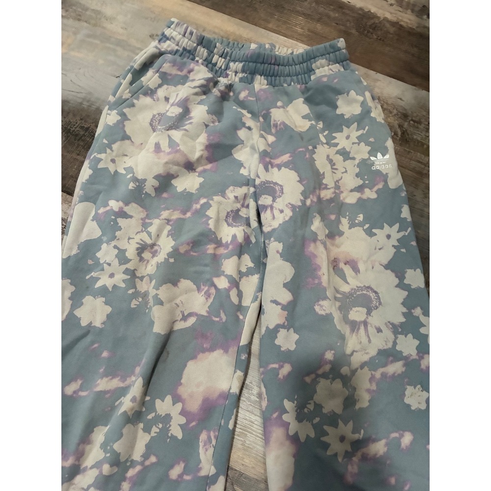 Adidas Originals Floral Print Sweatpants Blue Purple Tie Dye Joggers Womens M - Picture 2 of 9